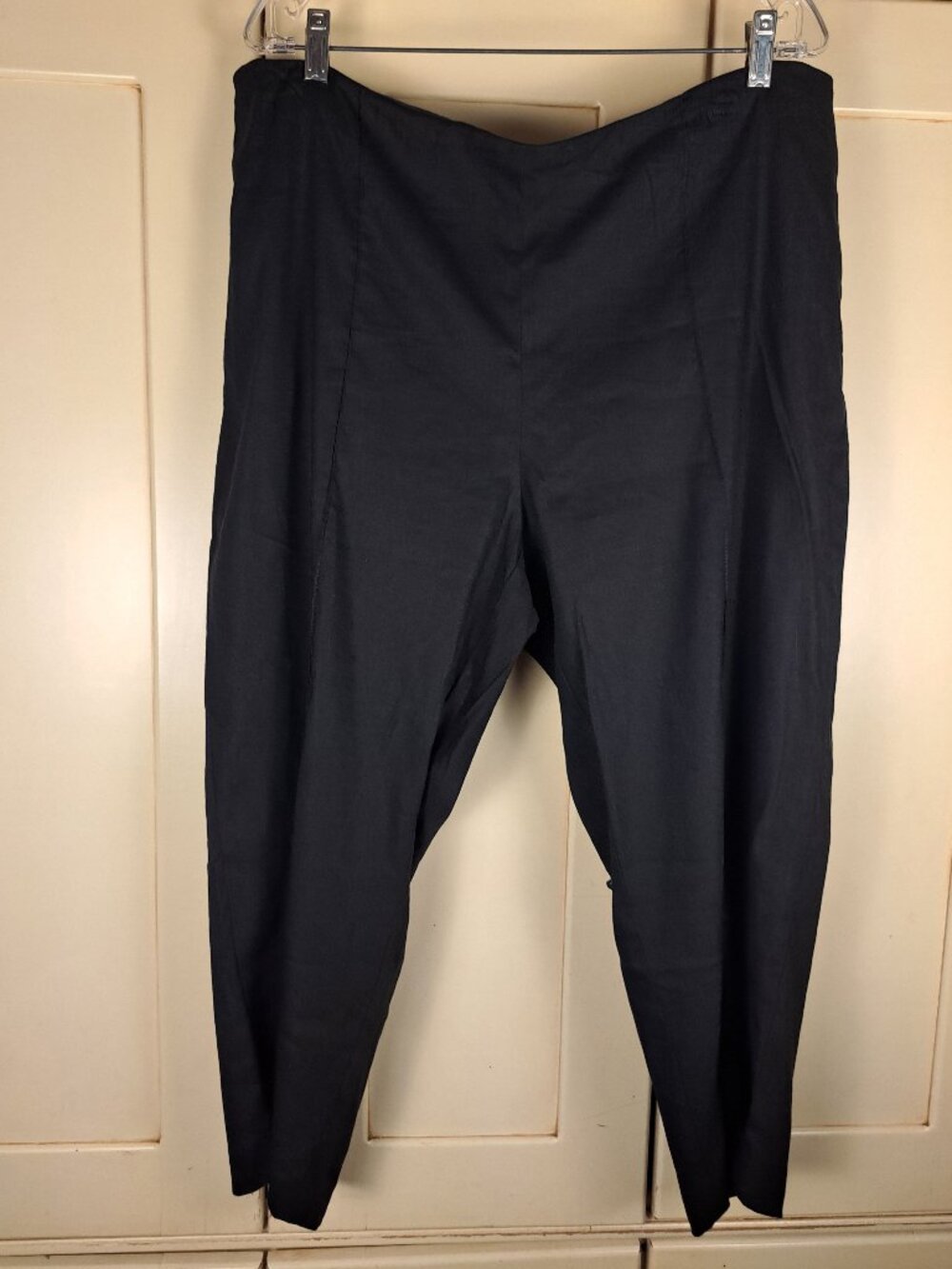 J Jill Linen Stretch Pull On Cropped Black Trouser Pants Sz XL